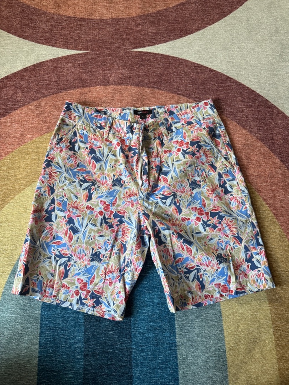 Men's Floral Flat Front Shorts - Blue Multi